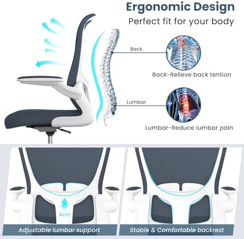 Drafting Chair, Tall Office Chair with Flip-up Armrests Executive Ergonomic Computer Standing Desk Chair, Office Drafting Chair with Lumbar Support and Adjustable Footrest Ring