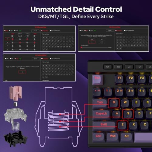 Redragon K580 Wired RGB Hall-Effect Magnetic Gaming Keyboard, Media Wheel