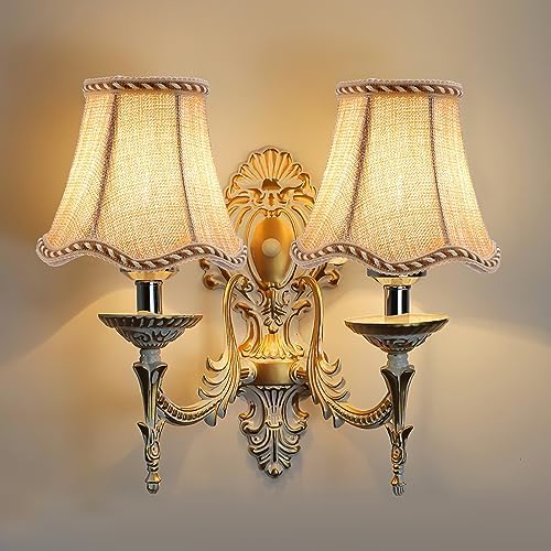 Fuloon Small Clip on Chandelier Lamp Shades, 6 Pack, Sand Beige