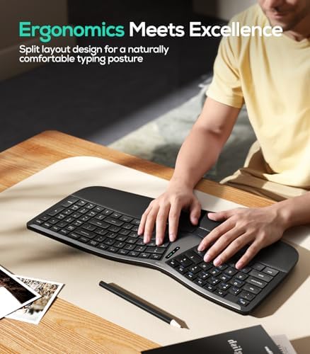Nulea Ergonomic Split Wireless Keyboard with Cushioned Wrist Rest