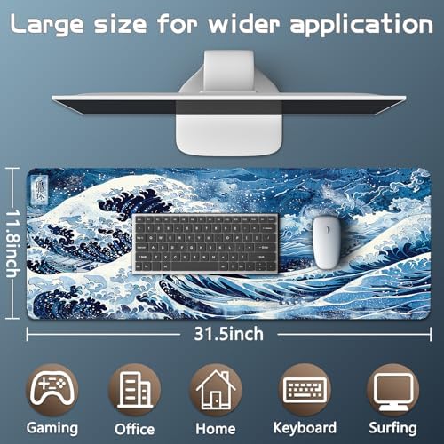 Mouse Pad Gaming - Desk Mat for Keyboard and Mouse - Large Mouse Pads for Desk, Gaming Mousepad with Non-Slip Base, Desks Pad (31.5" X 11.8") for Game, Office and Home