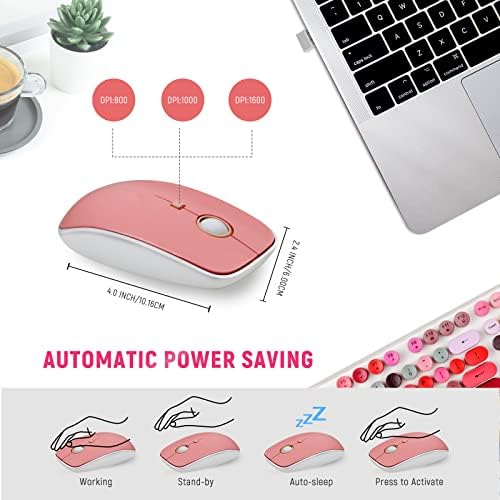FOPETT Wireless Keyboard and Mouse Sets,Reliable 2.4 GHz Connectivity for PC,Laptop,Smart TV and More (White Colorful)