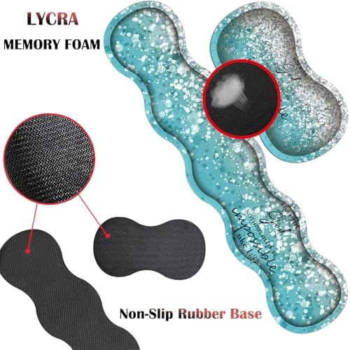 4 in 1 Mouse Pad Combo, Large Gaming Mouse Pad + Keyboard Wrist Support + Mouse Wrist Rest + Coaster, Table Pad 31.5 "x 11.8" with Memory Foam Ergonomic Wrist Pad Set, Blue Flash Bible Pattern