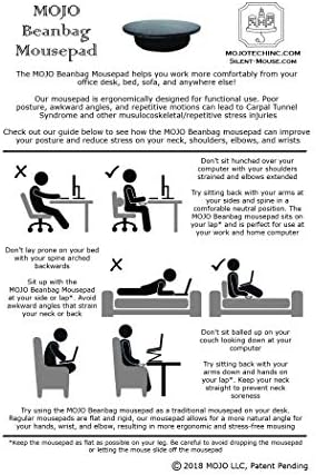 MOJO Beanbag Ergonomic Mousepad - Comfortable Mouse Pad for Sofa, Bed, Lap, Couch, and Anywhere Else (Black Leather)