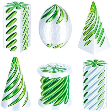 6 Pack Spiral Cone 3D Printed Fidget Toys Set, Yellow Green White