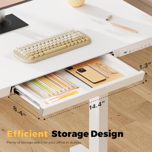 32" Electric Standing Desk with Drawer, Rolling Laptop Desk