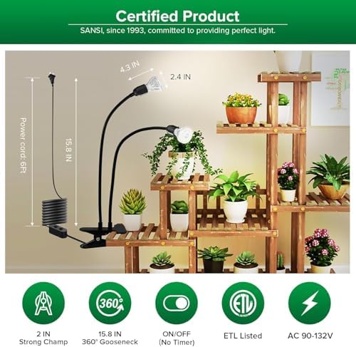 SANSI LED Grow Lights for Indoor Plants, 300W Full Spectrum Plant Light