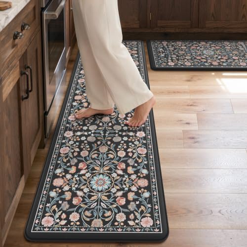 KIMODE Anti Fatigue Kitchen Floor Mats Cushioned,Kitchen Runner Rug 2 Piece
