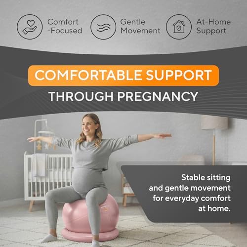 Yoga Ball Chair for Office Desk with Base - Ergonomic Balance & Stability Exercise Ball Seat for Adults - Active Sitting for Posture, Core & Back Pain Relief, Home Gym, Therapy, Pump