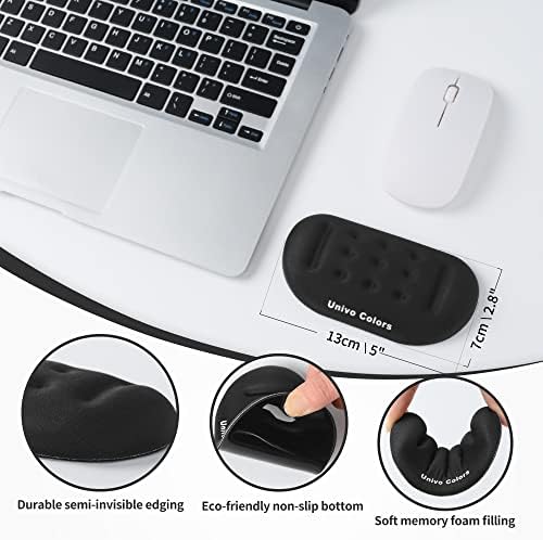 Univo Colors Black Superfine Memory Foam Wrist Rest Soft Gel Ergonomic Mouse Pad Wrist Support for Mouse, Gaming, Computer, Laptop, Office