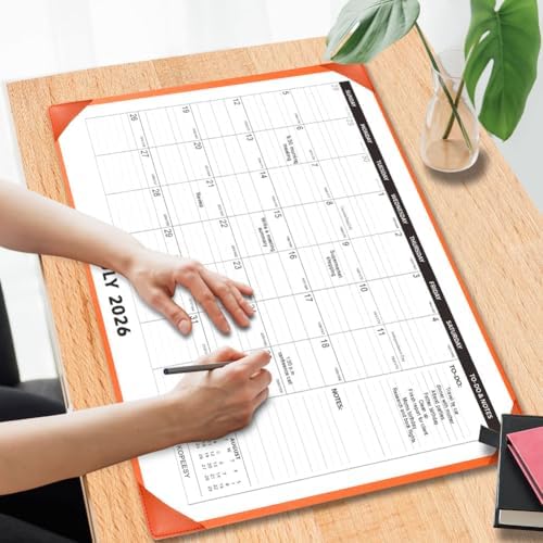 KOPEESY Desk Calendar 2026-2027 with Protective Mat 22" x 17"
