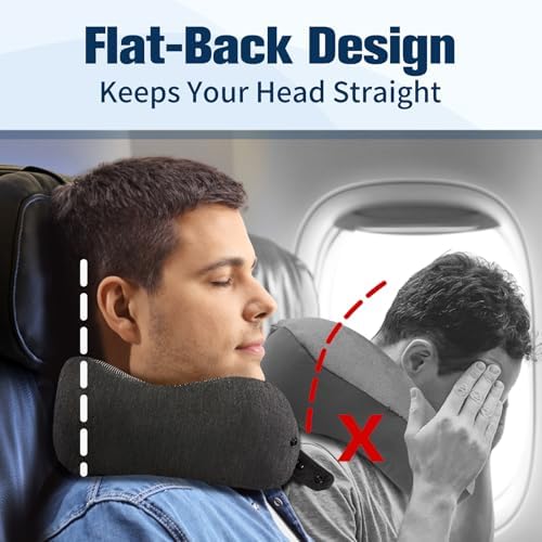Cirorld Neck Pillow for Traveling, Travel Pillows for Airplanes Snow Black