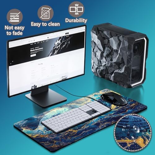 Mouse Pad Gaming - Desk Mat for Keyboard and Mouse - Large Mouse Pads for Desk, Gaming Mousepad with Non-Slip Base, Desks Pad (31.5" X 11.8") for Game, Office and Home