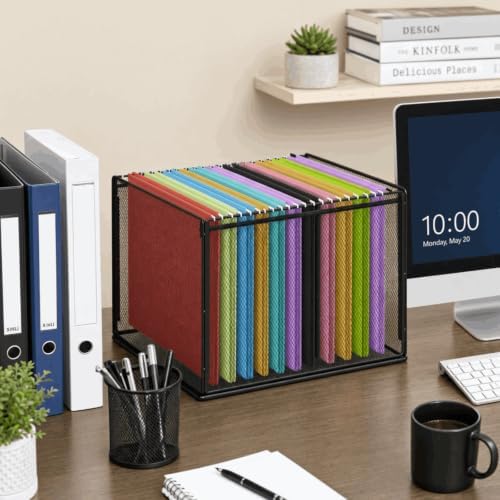 LEKETREE Mesh Hanging File Organizer Box for Desk, Black 1 Pack