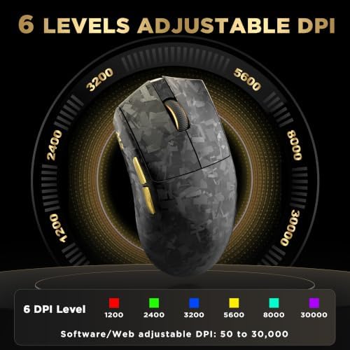 YUNZII M2 Dual 8K Wireless Gaming Mouse, PAW3395, 6-Level DPI(Black)