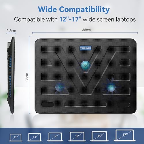 TECKNET Laptop Cooling Pad, Portable Slim Laptop Cooler for 12"-17" Laptops