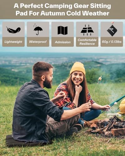 Sportneer Sitting Pad, Lightweight Waterproof Folding Seat Pad for Backpacking, 15.75'' x 15.75'' Portable Camping Seat Mat for Hiking, Picnics & Outdoor Use, 0.13lbs