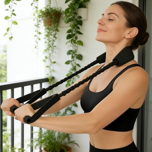Neck Stretcher, Enhanced Comfort Design, 78x12x4cm, Cervical Collar Exerciser with Wider Padding, Elastic Padding Cervical Traction Device, Quick Muscle Relief, for Shoulder Muscle Back