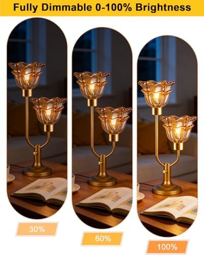Lightdot Mid Century Modern Flower Gold Table Lamp Vintage Gift Dimmable