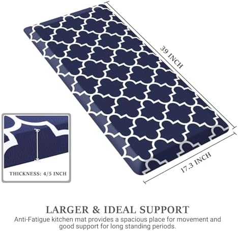 WISELIFE Anti Fatigue Mats for Kitchen Floor, 17.3" x 39", 4/5 Inch, Blue