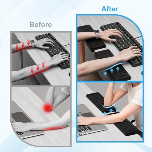 Leolee L-Shaped Desk Elbow Pads for Desk, Black Memory Foam Arm Rest