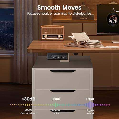 SEDETA 55" Electric Standing Desk with 6 Drawers, Adjustable Stand up Desk with Storage, Computer Desks with Power Outlets for Home Office, White