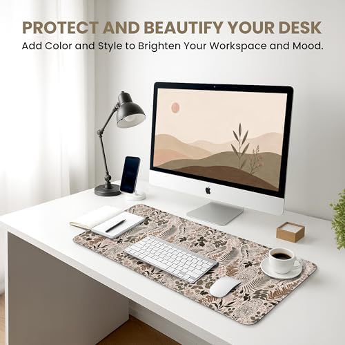 Aesthetic Desk Mat, Cute Magical Forest Desk Pad Protector for Work & Decor, 31.5" x 11.8", Pretty Non-Slip Extended Mouse Pad for Office or Home