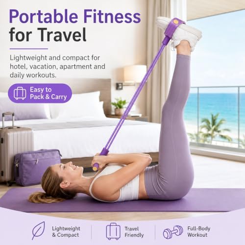 Pedal Resistance Band with Handles, 6 Tube Body Multi-Fitness Equipment