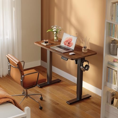 FEZIBO 48" Electric Standing Desk Height Adjustable Desk, Dark Walnut