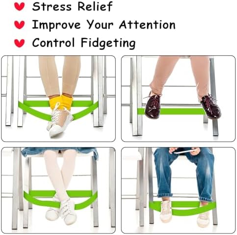 6 Pack Chair Bands for Kids with Fidgety Feet, ADHD Tools for Kids, ROOKEA Sensory Room Must Haves for ADHD Kids Fidget Chair Bands Autism Classroom Must Haves ADHD Tools for Classroom Home Chairs