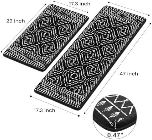 KIMODE Anti Fatigue Kitchen Mat for Floor Cushioned,Kitchen Rugs Sets of 2