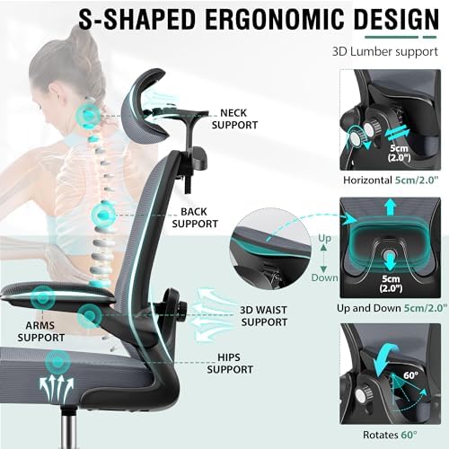AtHope Drafting Chair, Tall Office Chair with 3D Lumbar & Head Support
