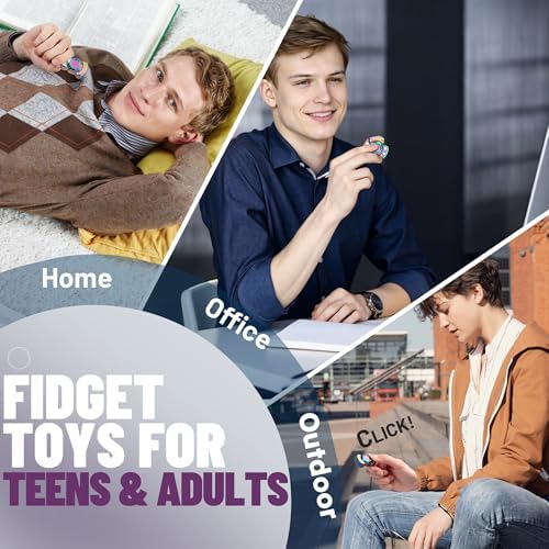 3-in-1 Fidget Spinner Toy for Adults Metal Slider Clicker Spinner Magnetic for Teen Boys Stress Anxiety Relief Autism ADHD Cool Stuff for Teenage Quiet Gadgets EDC Office Desk Toy for Men