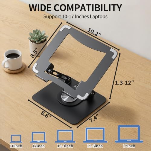SOUNDANCE 360 Rotating Laptop Stand, Adjustable Riser,10-17", Black