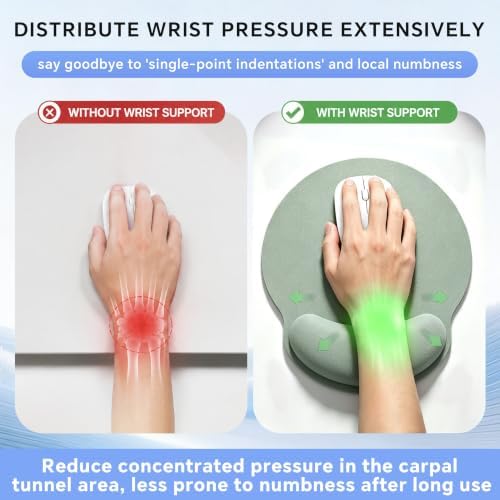 Ergonomic Mouse Pad with Wrist Rest, Lycra Surface, Green