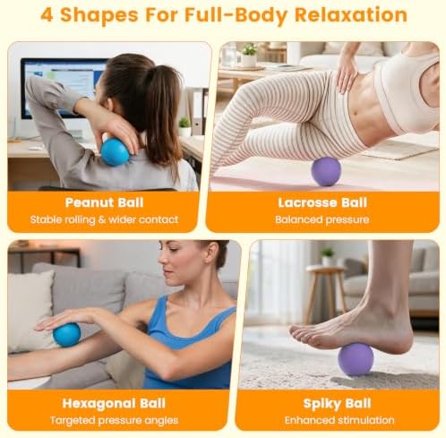 2 Pack Massage Lacrosse Balls for Myofascial Release, Trigger Point Therapy