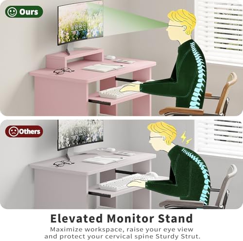 ALISENED 30 Inch Computer Desk, with Keyboard Tray & Monitor Stand