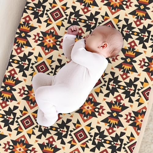 Western Tribal Pattern Baby Changing Pad Cover, Unisex Native American Geometric Nursery Diaper Changing Table Pad Mat Sheet for Boys Girls-16x32