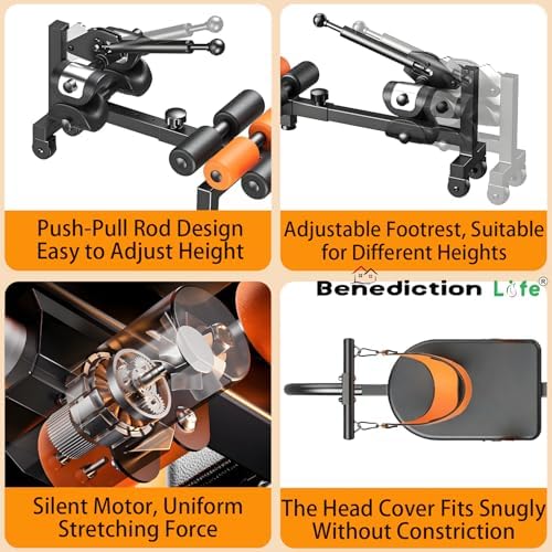 Electric Decompression Table for Neck & Back, No-Hang Inversion Traction Machine for Back Pain Relief, Adjustable Stretch Table, 440 LB Capacity, Spinal & Lumbar Traction Decompression Device (Orange)