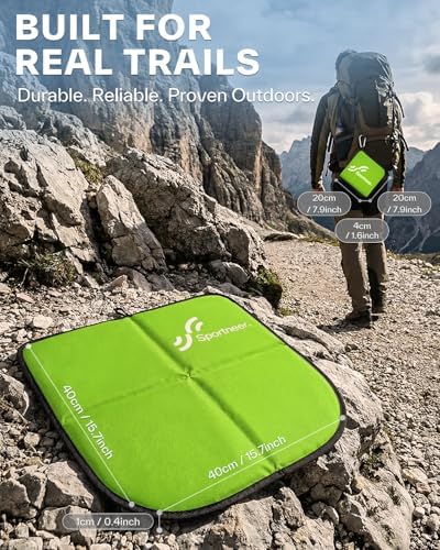 Sportneer Sitting Pad, Lightweight Waterproof Folding Seat Pad for Backpacking, 15.75'' x 15.75'' Portable Camping Seat Mat for Hiking, Picnics & Outdoor Use
