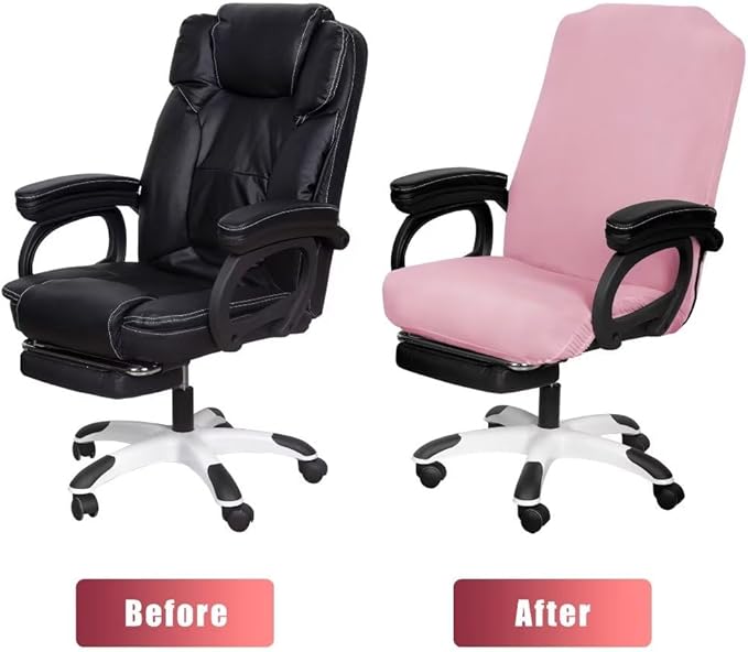SARAFLORA 2 Pack Office Chair Covers, Stretchable Desk Chair Cover Removable Computer Chairs Cover for Office Chair with Zipper Universal Spandex Rotating Chair Cover Anti-dust Chair Slipcover,Pink
