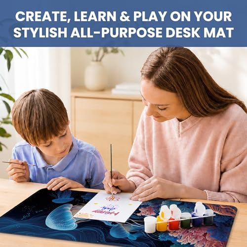 Aesthetic Desk Mat, Cute Coral Dream Desk Pad Protector for Work & Decor, 35.4" x 15.7", Pretty Non-Slip Extended Mouse Pad for Office or Home
