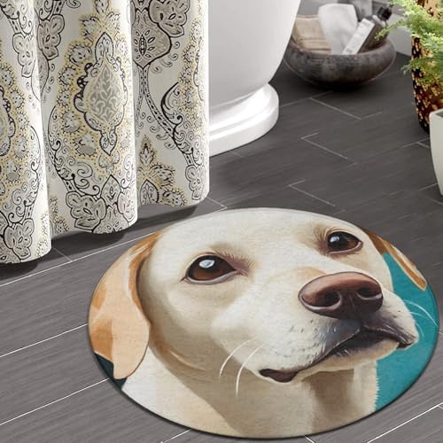 Women's Large Home Decor Mat, Soft Round Yoga Carpet, Non Slip Machine Washable Home Office Circle Rug Retriever Dog