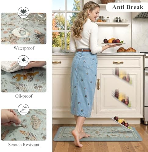 LEEVAN Anti Fatigue Kitchen Mats for Floor, Cushioned Kitchen Mat Set 2PCS