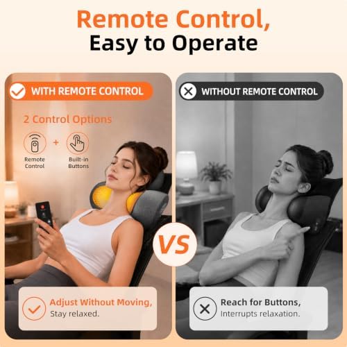 3 in-1 Cordless Neck Massager Pillow with Heat, Vibration, Remote Control
