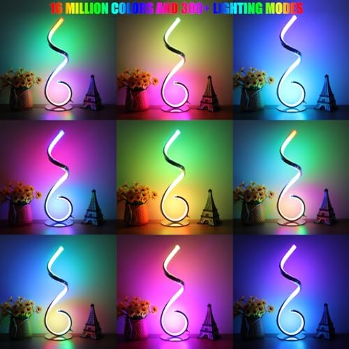 RGB Bedside Table Lamp, Dimmable Modern Lamp, Creative Spiral Colorful LED Table Lamp for Bedroom, Living Room, Office and Kid's Room