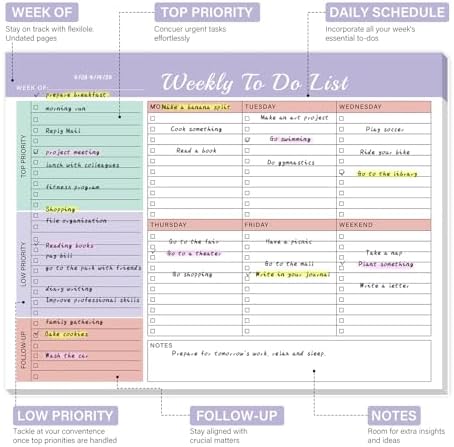 TREES Weekly To-Do List Notepad, 52-Week Desk Planner Organizer, 8.5" x 11"