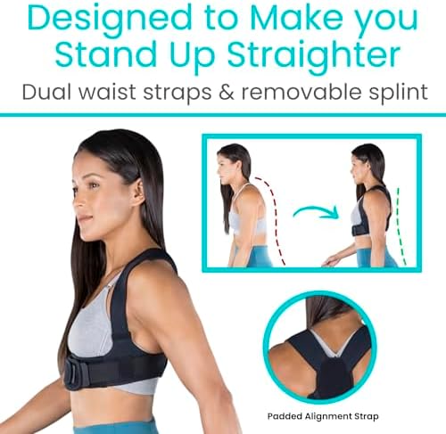 Vive Posture Corrector for Women & Men - Upper Back Brace for Kyphosis