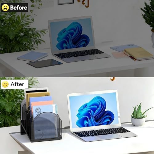 gianotter Desktop File Organizer with 5 Compartments