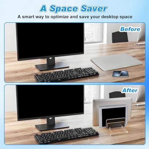 Chunful 4 Slot Adjustable Vertical Laptop Stand for Desk
